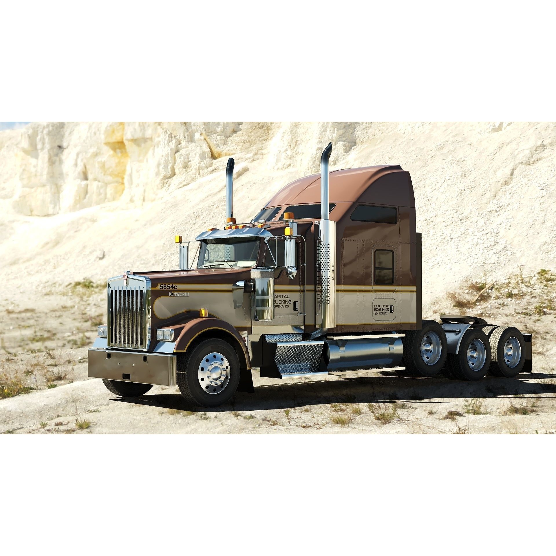 Kenworth W900 Sleeper - Low-Poly Game-Ready 3D Model - View 55