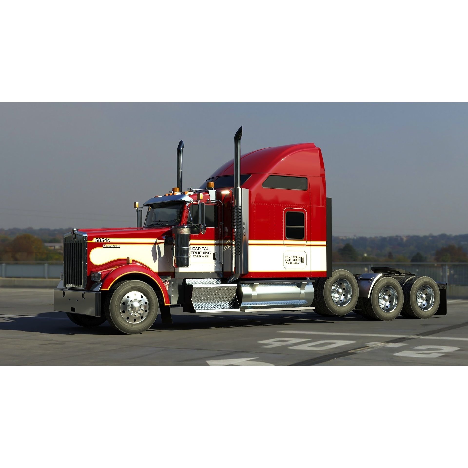Kenworth W900 Sleeper - Low-Poly Game-Ready 3D Model - View 56