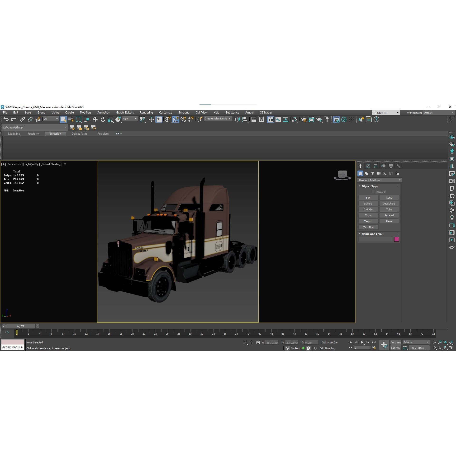 Kenworth W900 Sleeper - Low-Poly Game-Ready 3D Model - View 65
