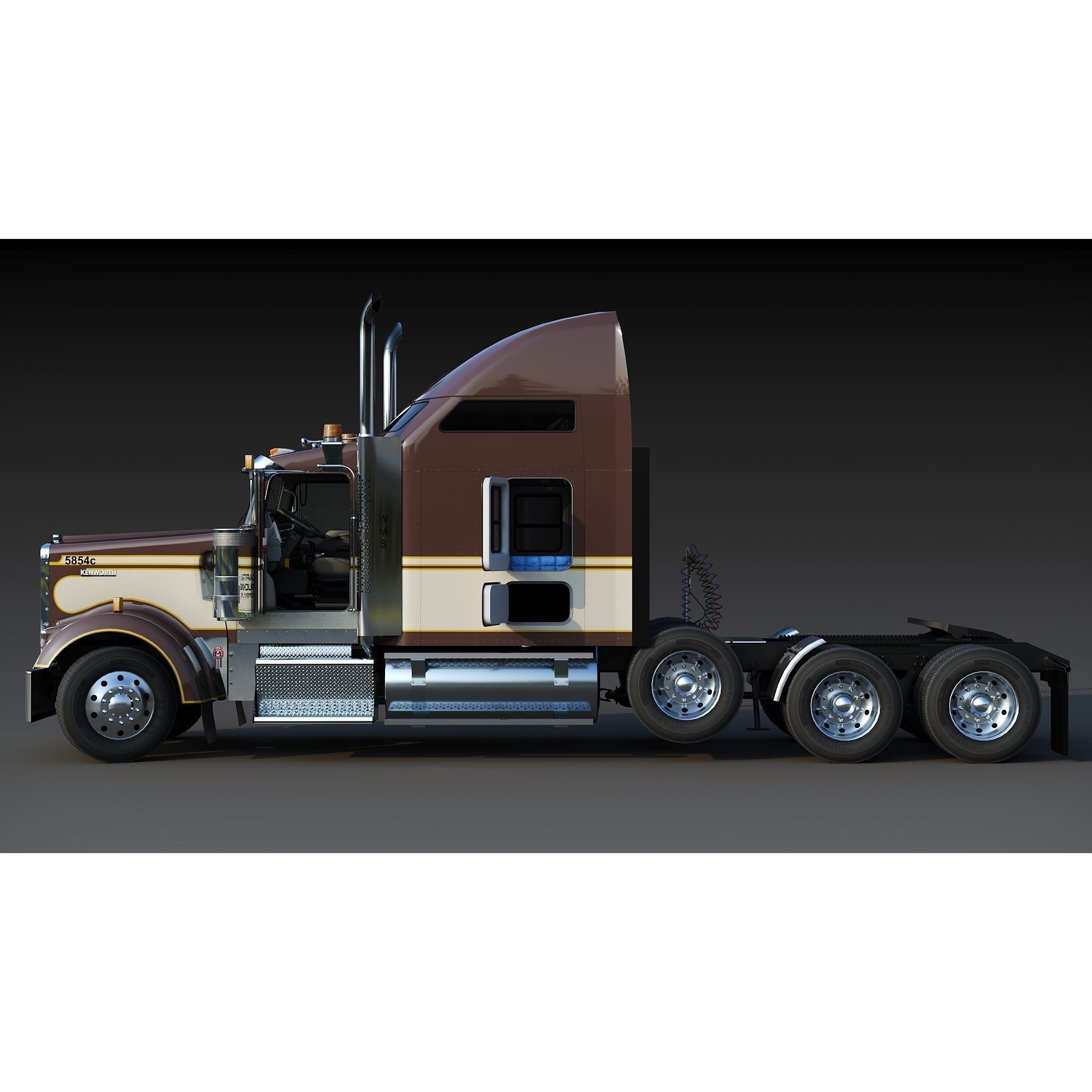 Kenworth W900 Sleeper - Low-Poly Game-Ready 3D Model - View 7