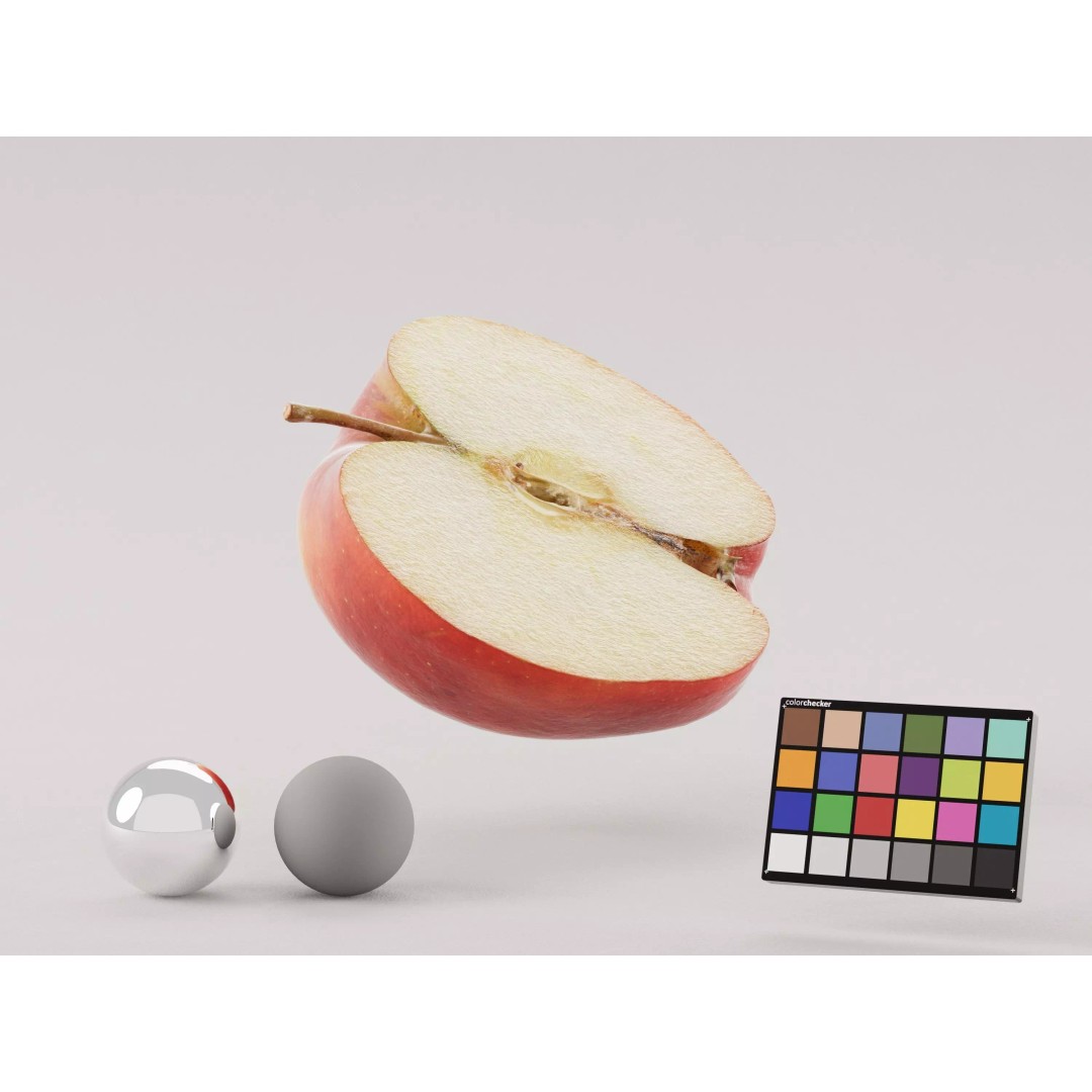Half Cut Red Apple 3D Model – Realistic PBR Asset, FBX, OBJ, C4D - View 2