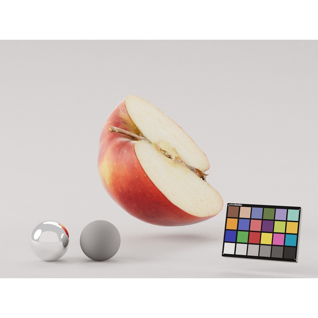 Half Cut Red Apple 3D Model – Realistic PBR Asset, FBX, OBJ, C4D - View 5
