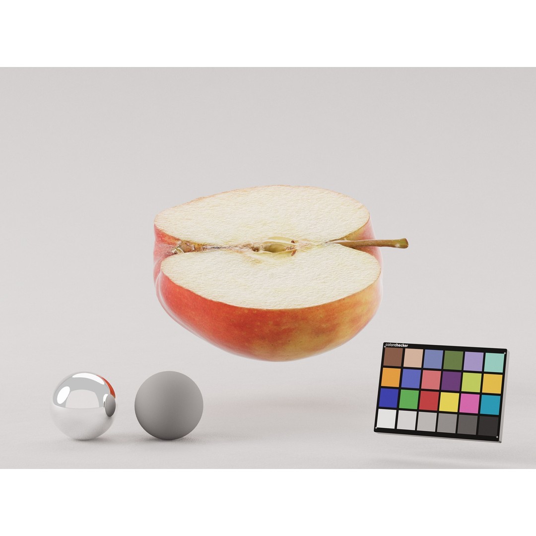 Half Cut Red Apple 3D Model – Realistic PBR Asset, FBX, OBJ, C4D - View 6