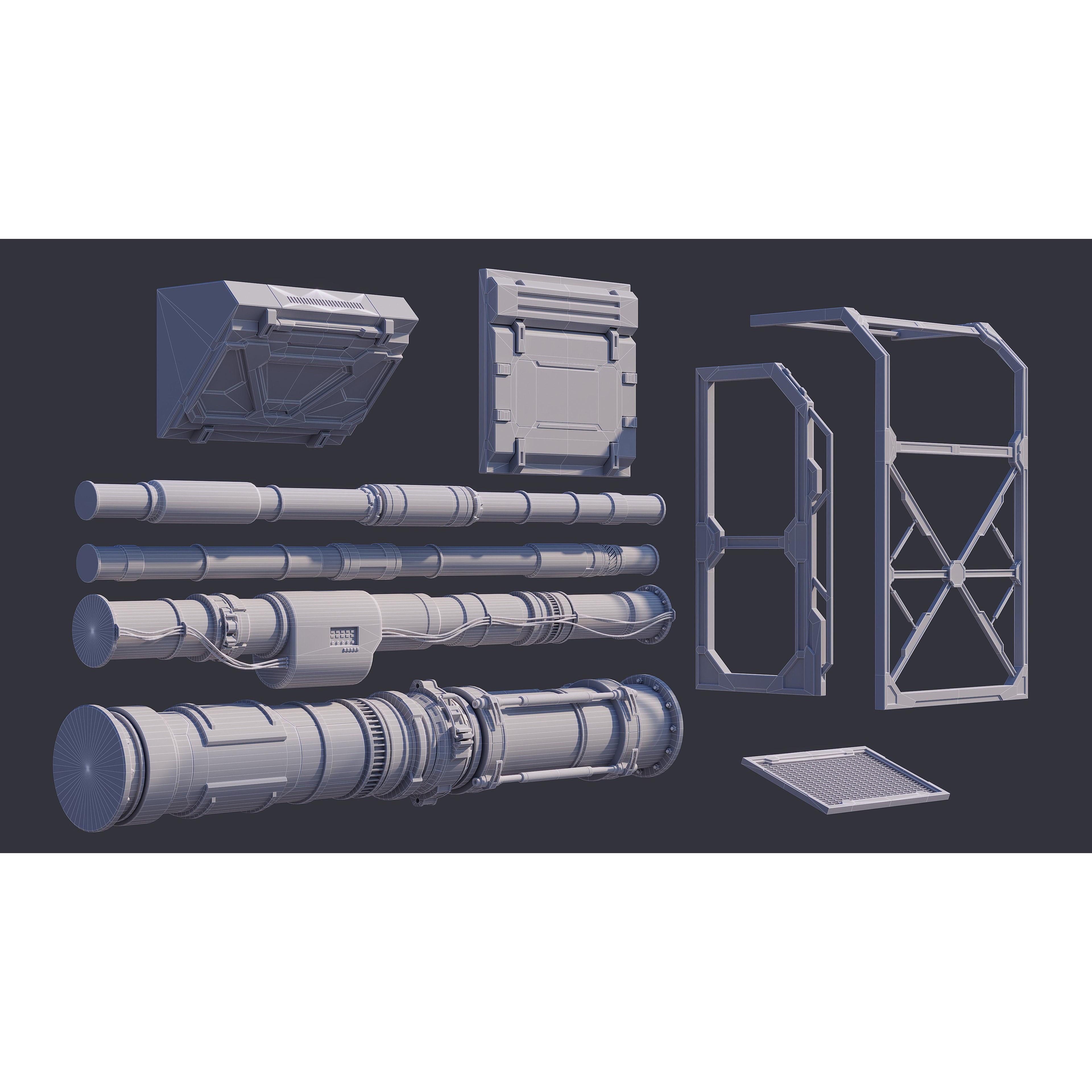 Sci-Fi Architecture Panels Kit Vol 03 - Low-Poly Game-Ready 3D Model