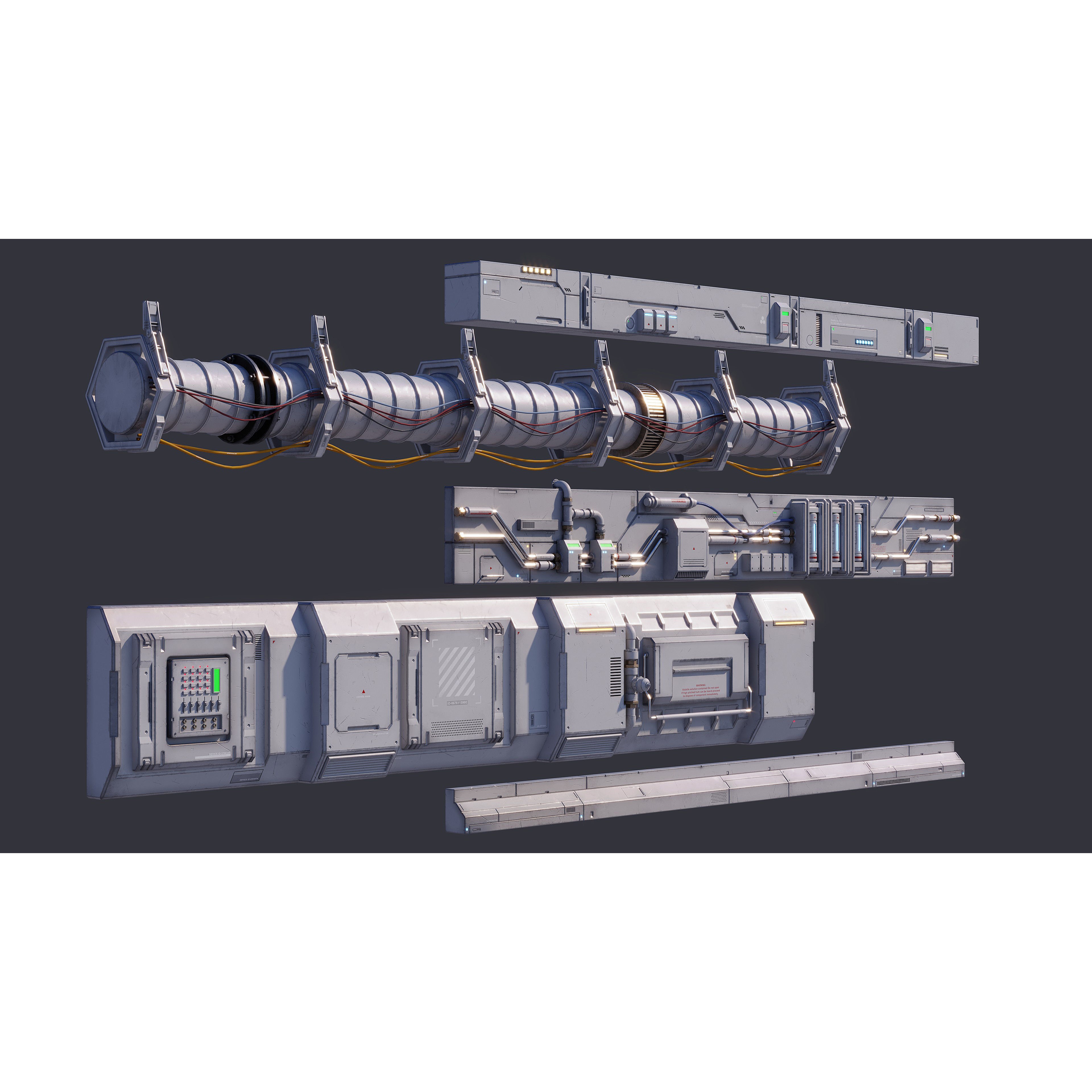 Sci-Fi Architecture Panels Kit Vol 03 - Low-Poly Game-Ready 3D Model - View 17