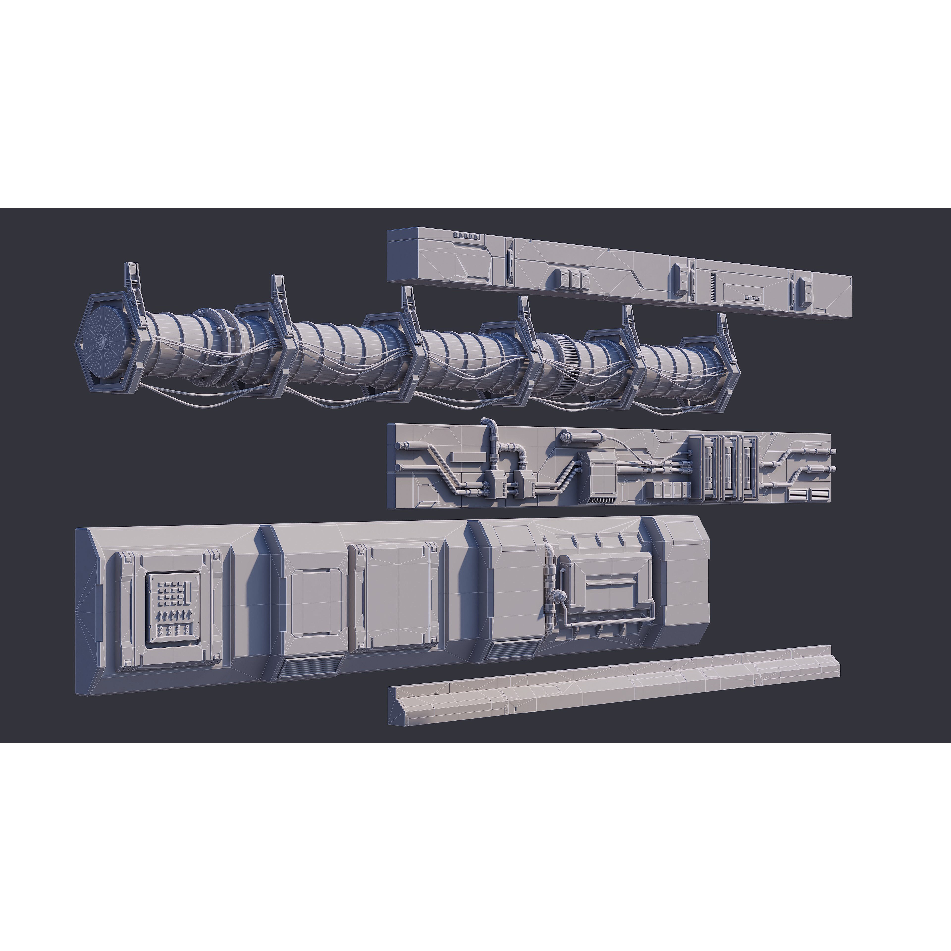 Sci-Fi Architecture Panels Kit Vol 03 - Low-Poly Game-Ready 3D Model - View 18