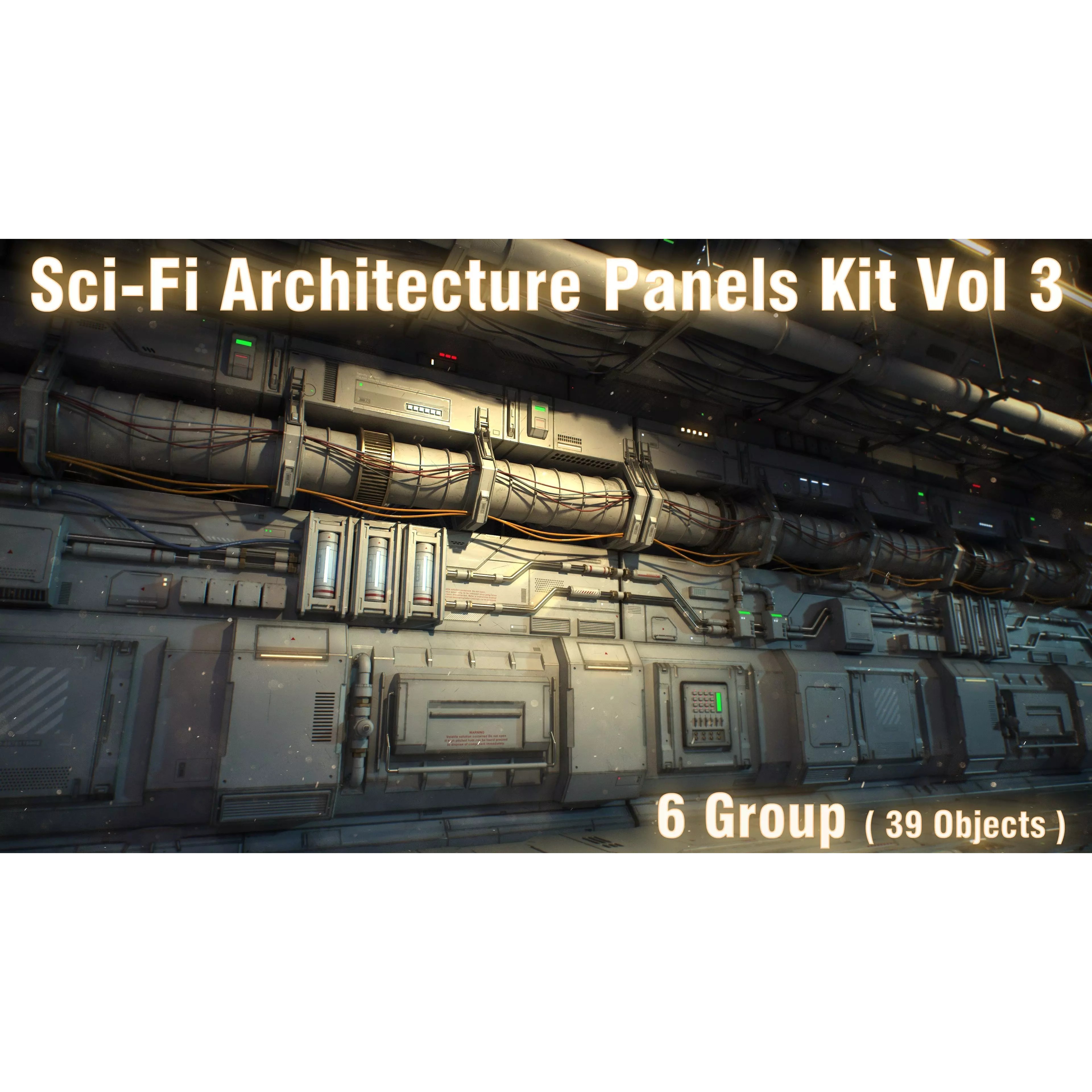 Sci-Fi Architecture Panels Kit Vol 03 - Low-Poly Game-Ready 3D Model - View 2