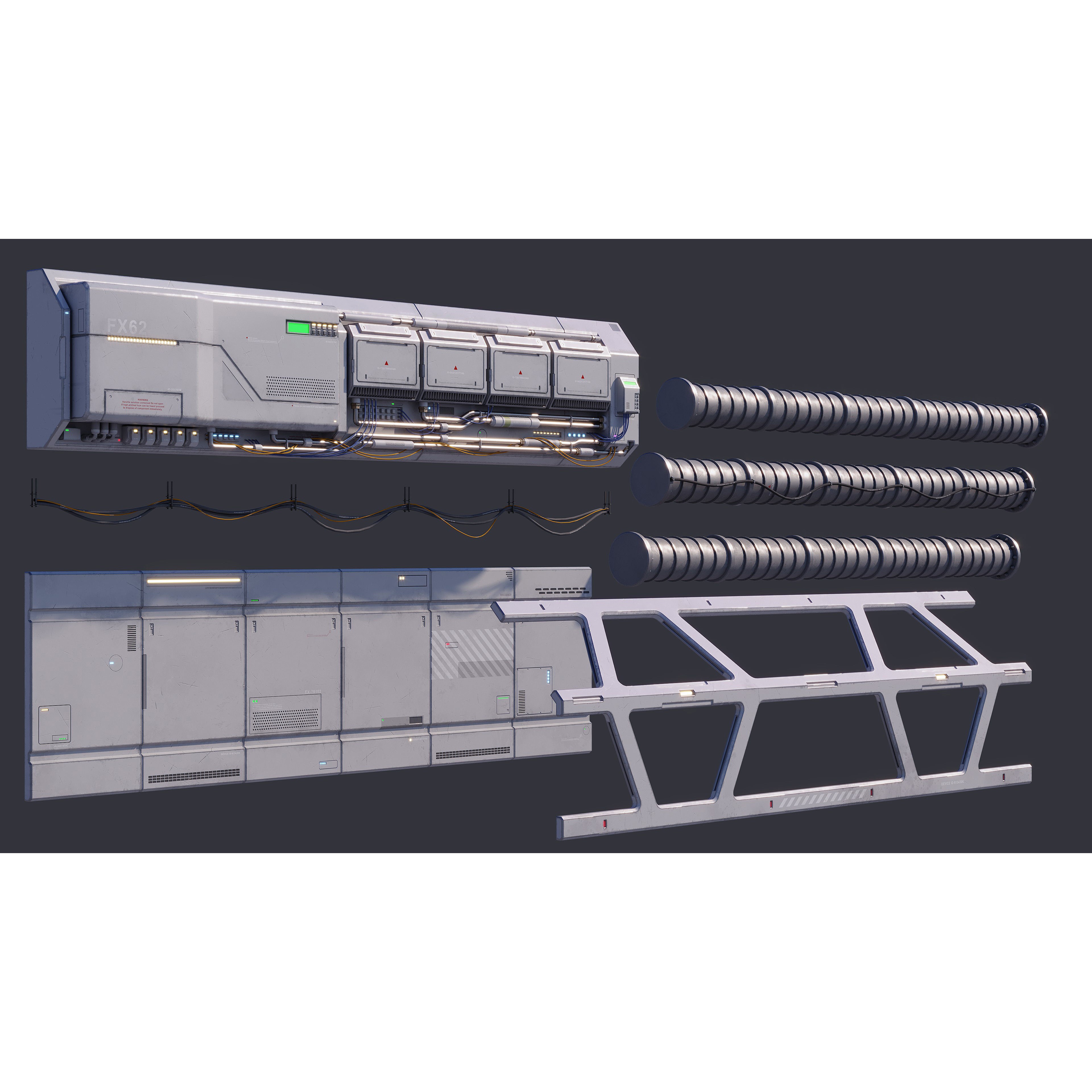 Sci-Fi Architecture Panels Kit Vol 03 - Low-Poly Game-Ready 3D Model - View 20