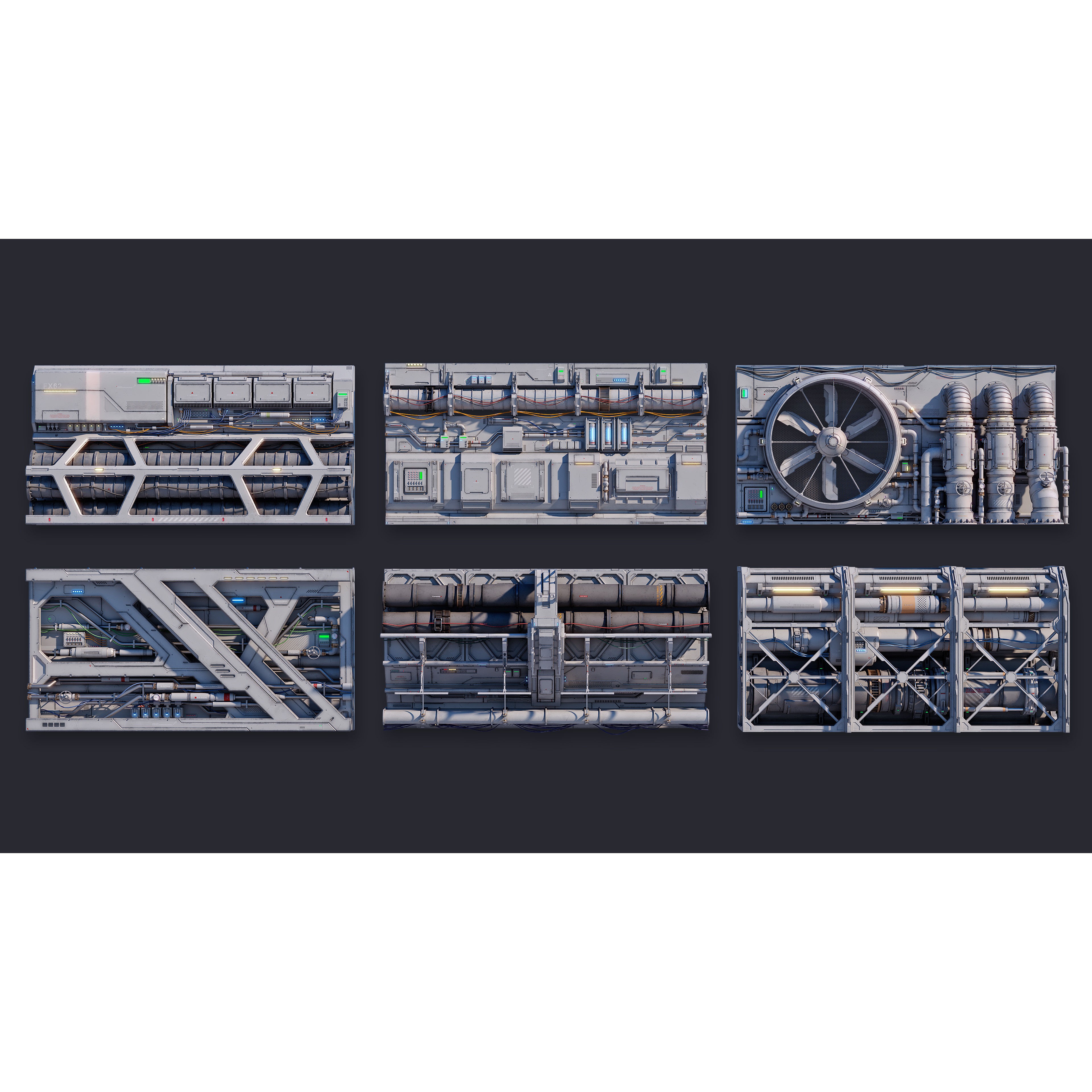 Sci-Fi Architecture Panels Kit Vol 03 - Low-Poly Game-Ready 3D Model - View 3