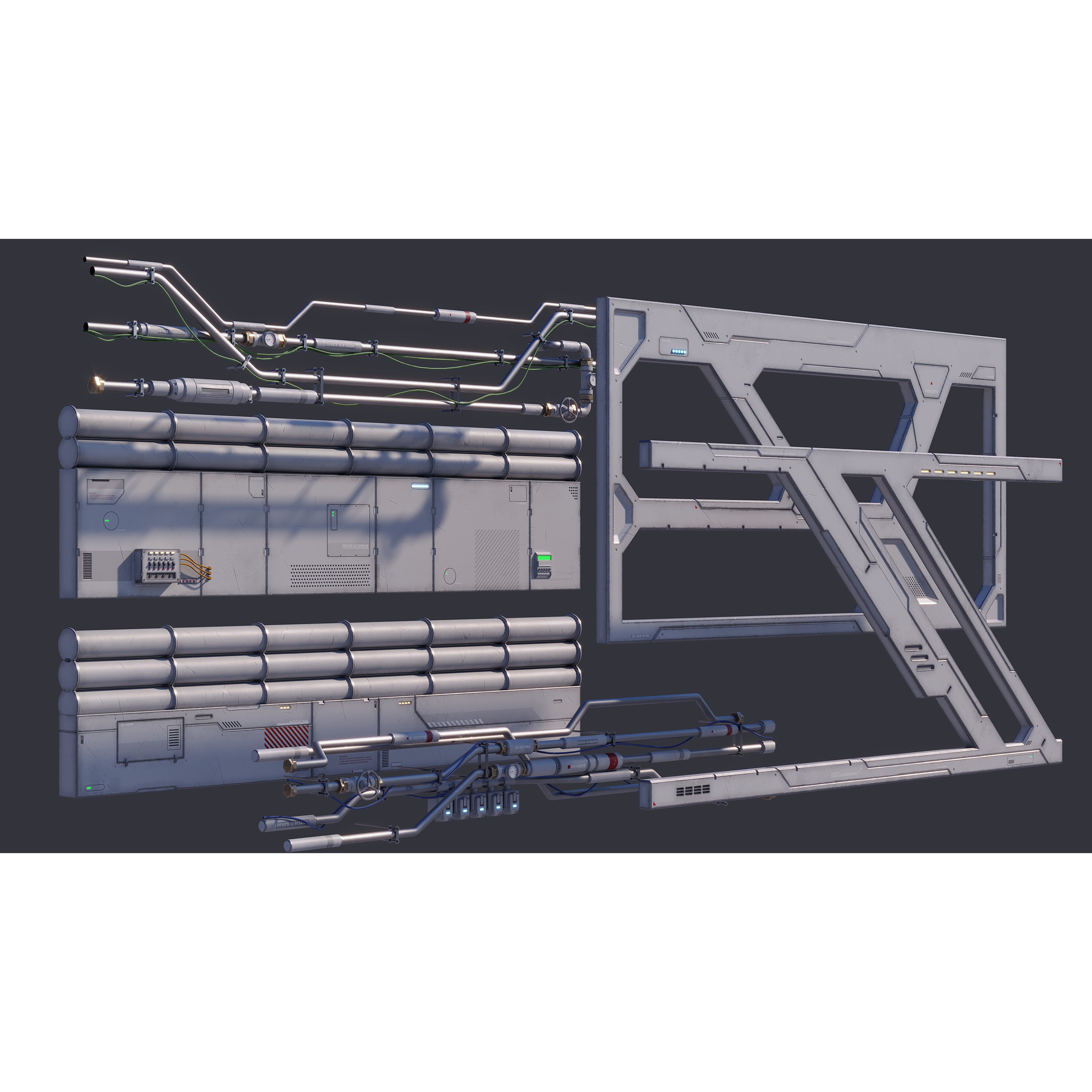 Sci-Fi Architecture Panels Kit Vol 03 - Low-Poly Game-Ready 3D Model - View 30