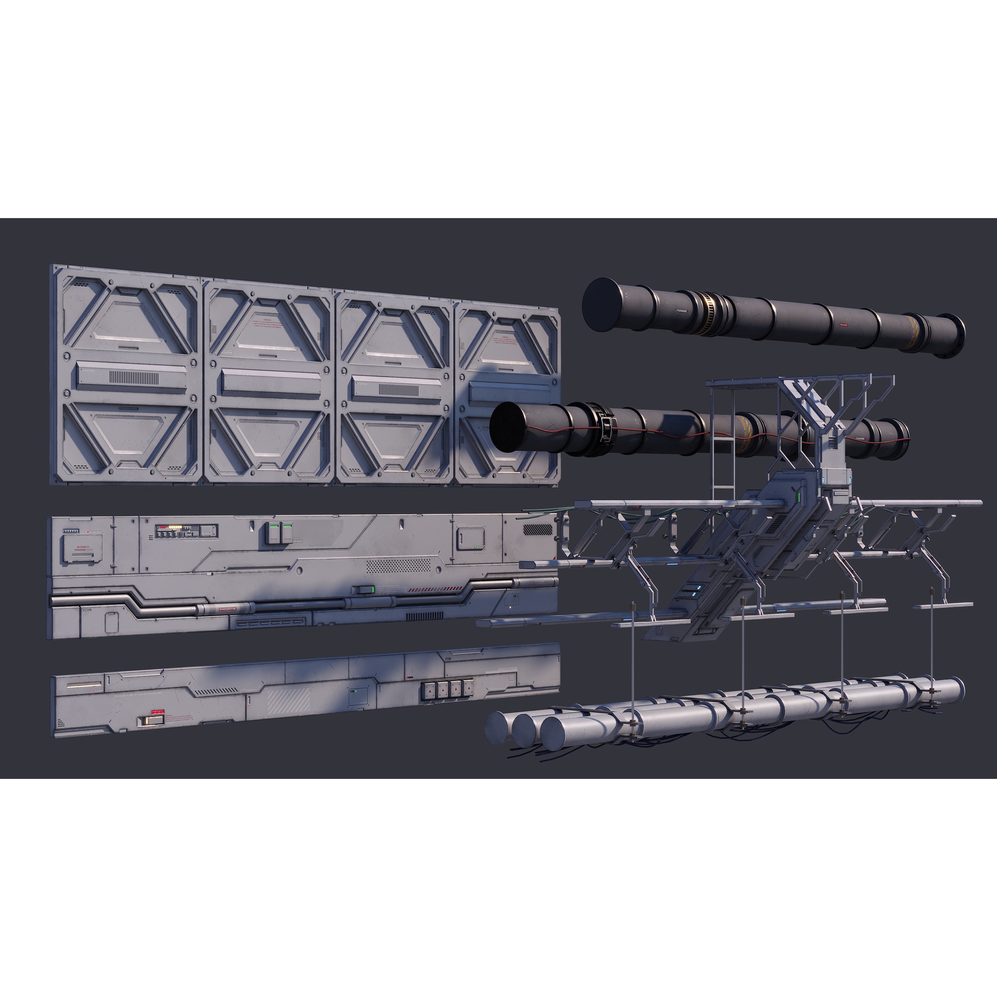 Sci-Fi Architecture Panels Kit Vol 03 - Low-Poly Game-Ready 3D Model - View 33