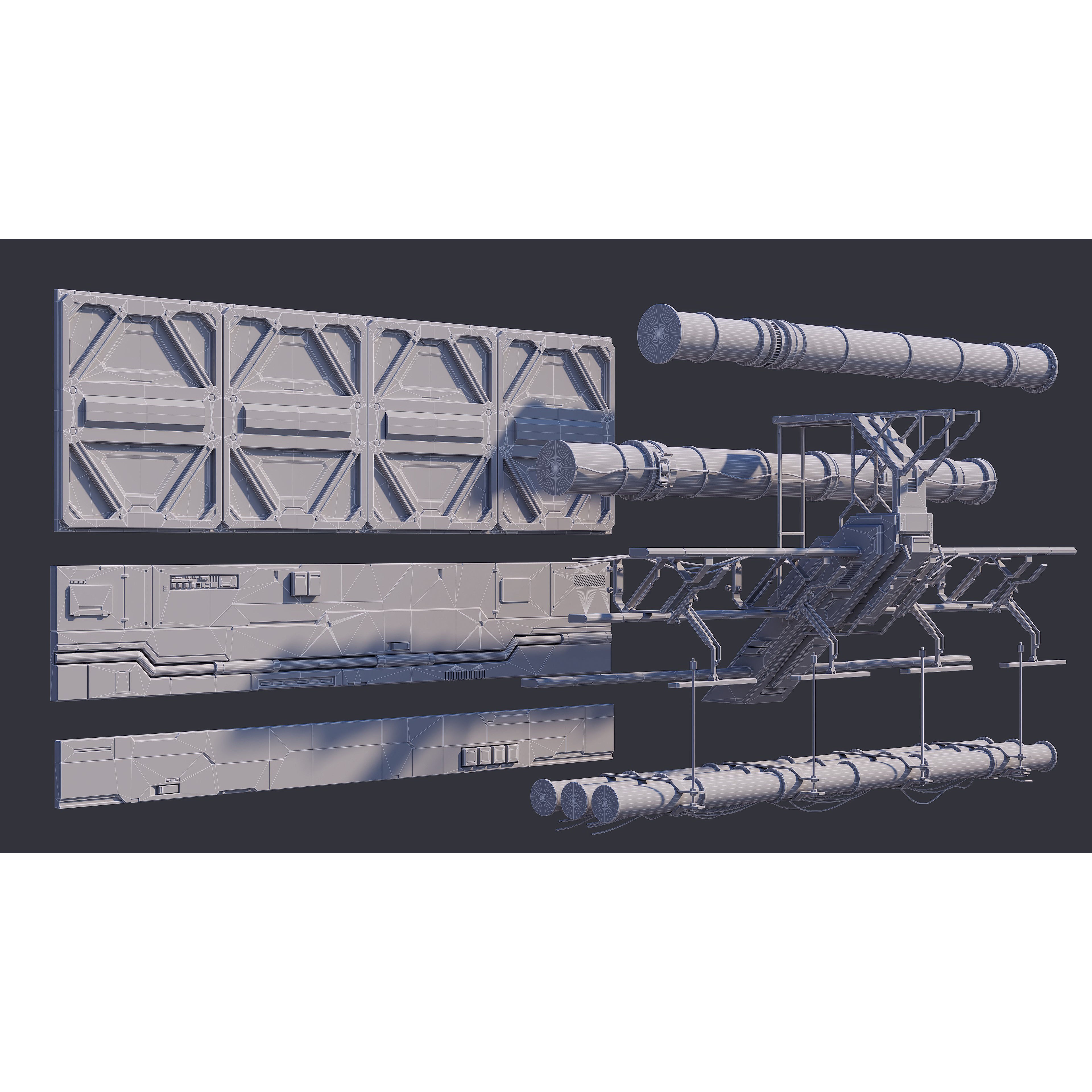 Sci-Fi Architecture Panels Kit Vol 03 - Low-Poly Game-Ready 3D Model - View 34