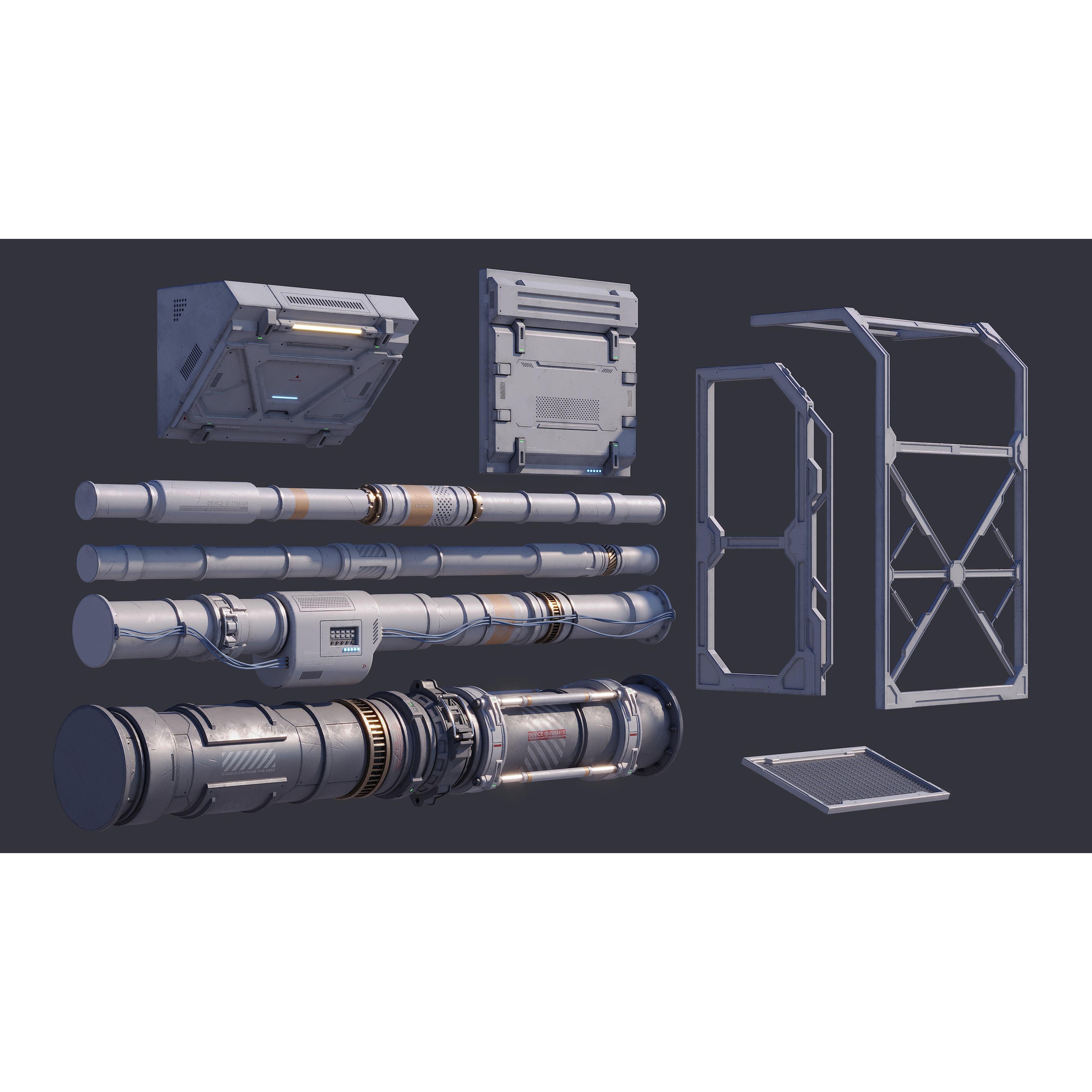Sci-Fi Architecture Panels Kit Vol 03 - Low-Poly Game-Ready 3D Model - View 36