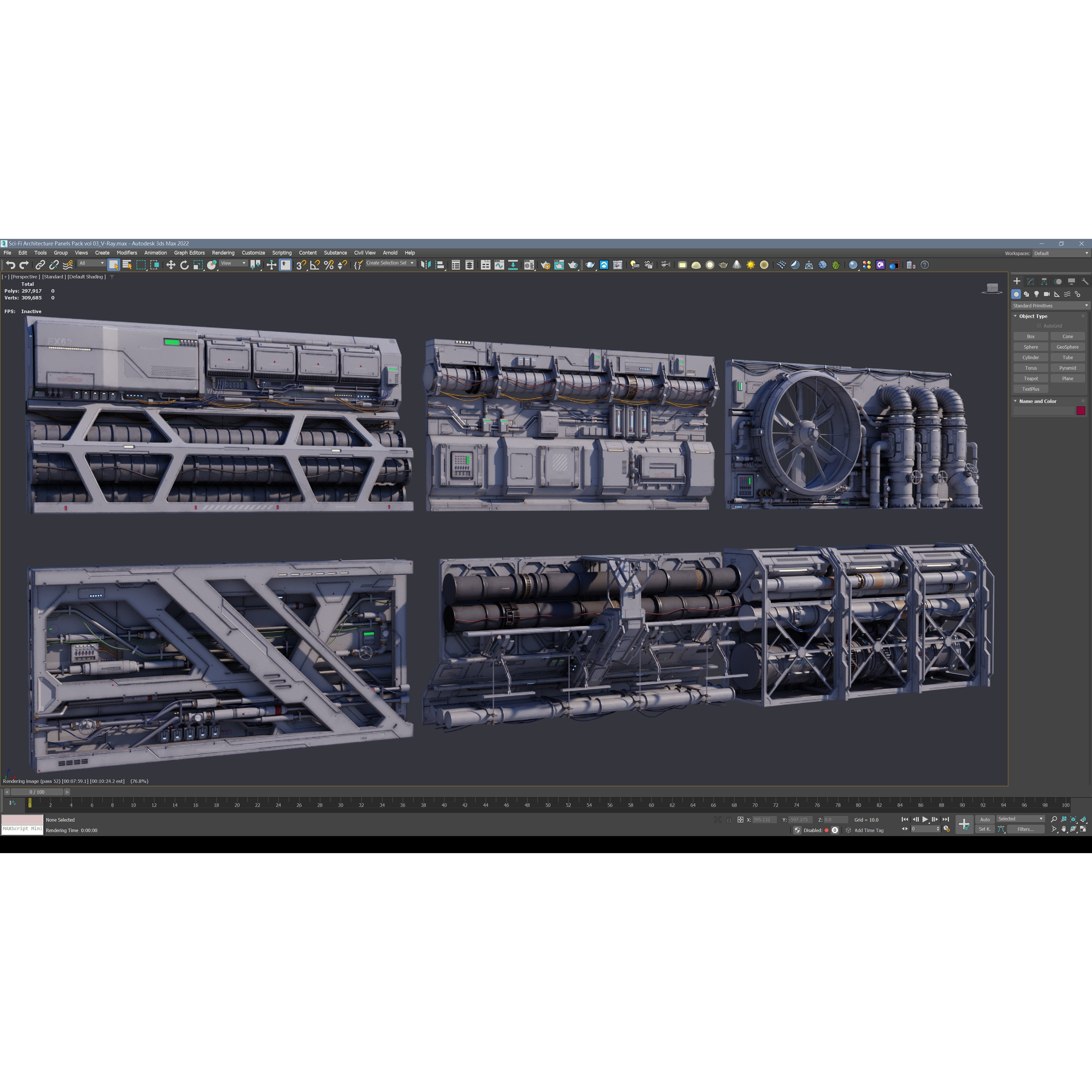 Sci-Fi Architecture Panels Kit Vol 03 - Low-Poly Game-Ready 3D Model - View 4