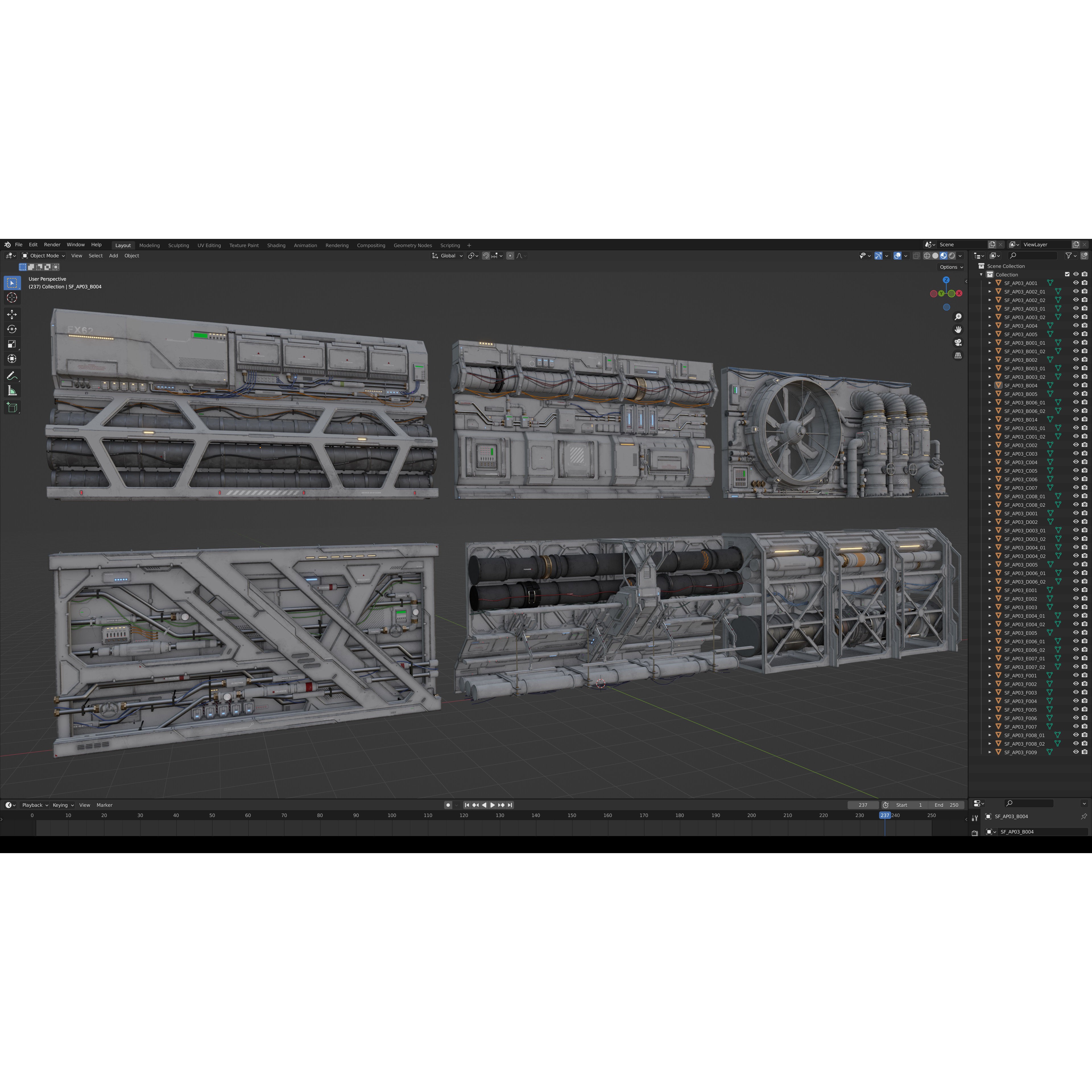 Sci-Fi Architecture Panels Kit Vol 03 - Low-Poly Game-Ready 3D Model - View 8