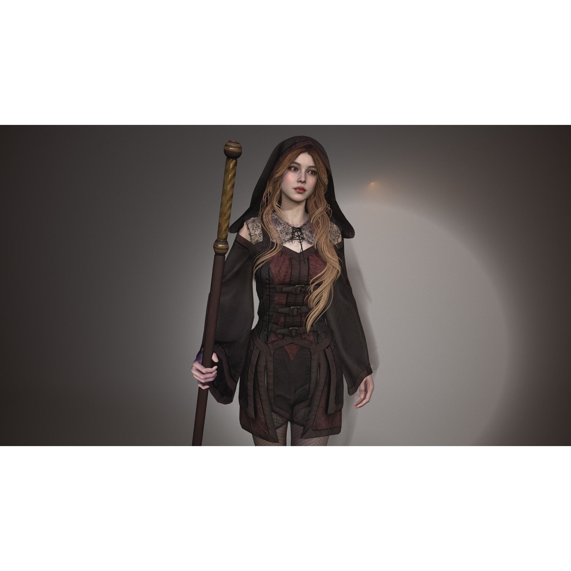 Fantasy Lady - Low-Poly Game-Ready 3D Model - View 6