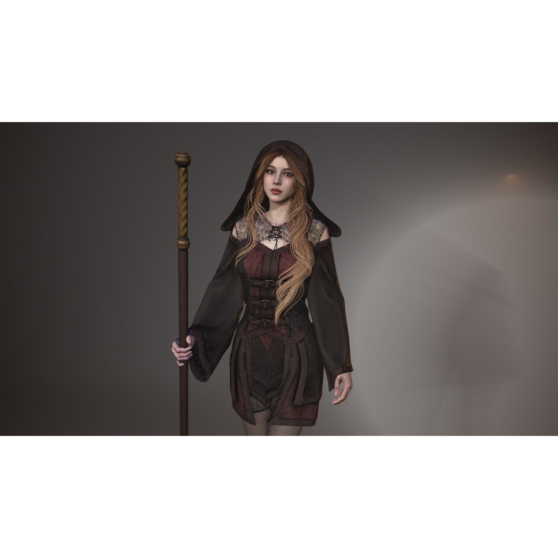 Fantasy Lady - Low-Poly Game-Ready 3D Model - View 7