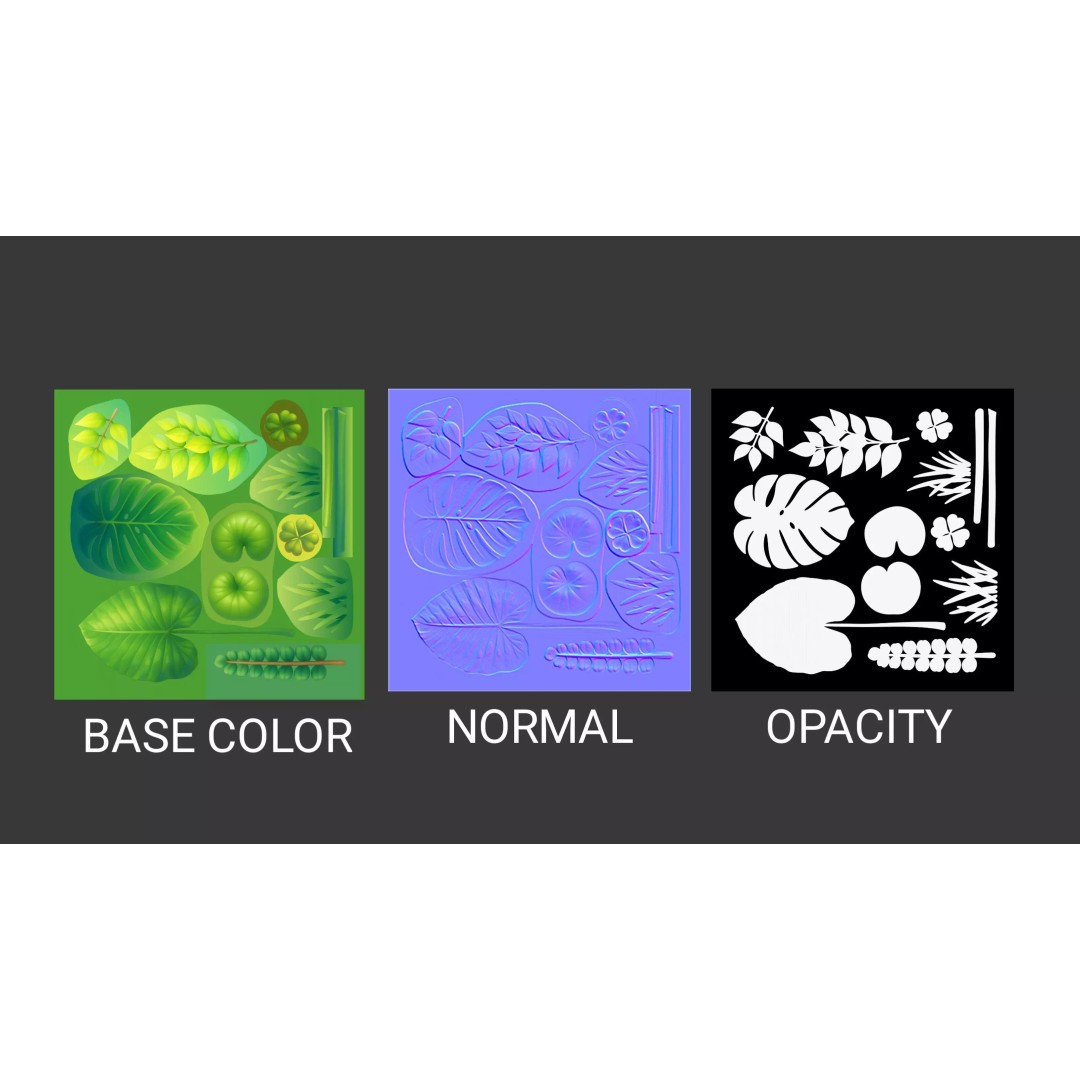 Stylized Plants 3D Model – Low Poly Foliage Collection, FBX