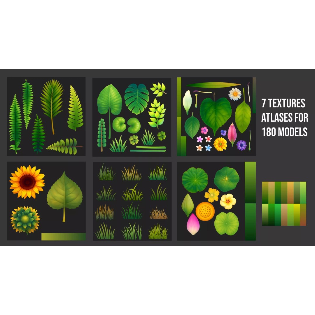 Stylized Plants 3D Model – Low Poly Foliage Collection, FBX - View 12
