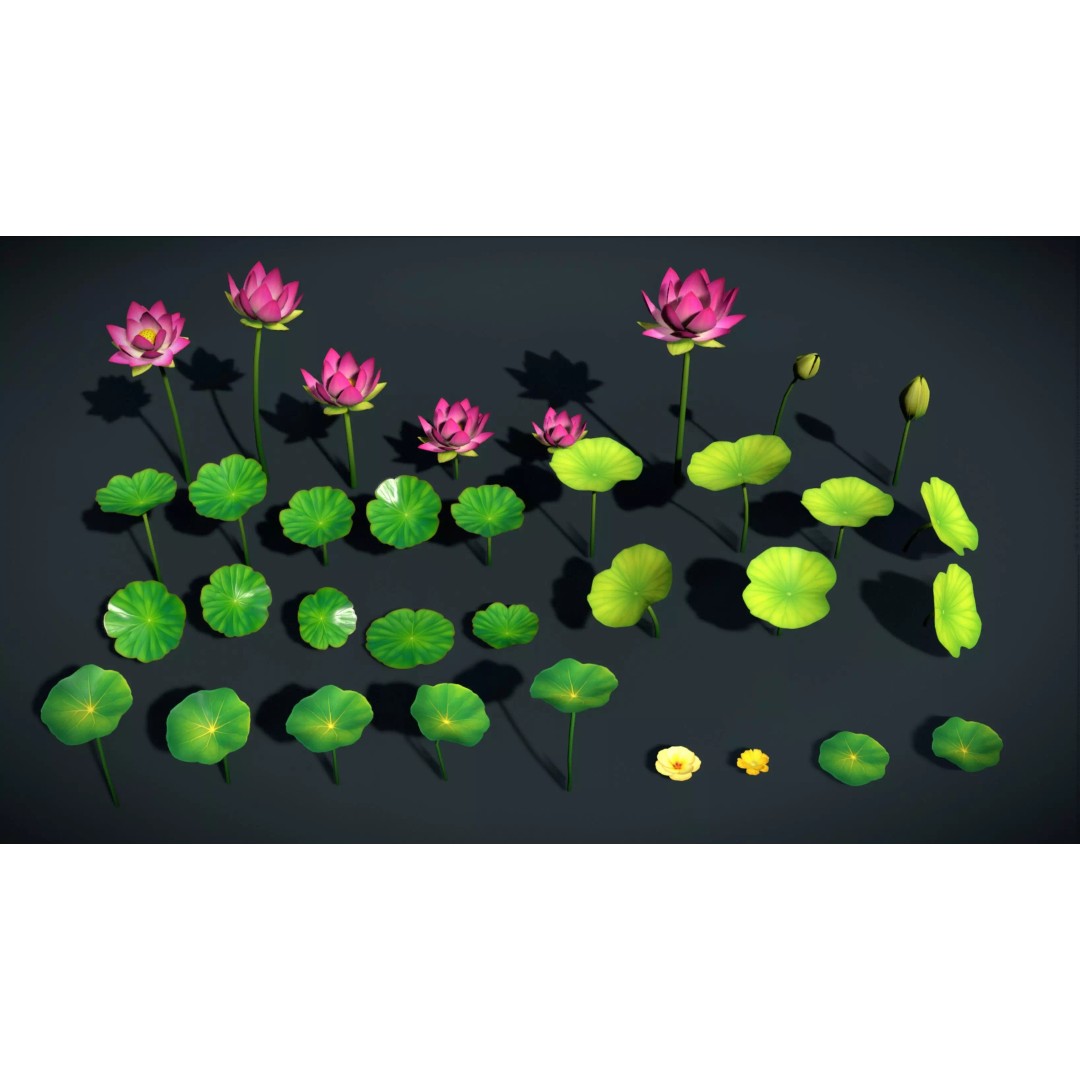Stylized Plants 3D Model – Low Poly Foliage Collection, FBX - View 7