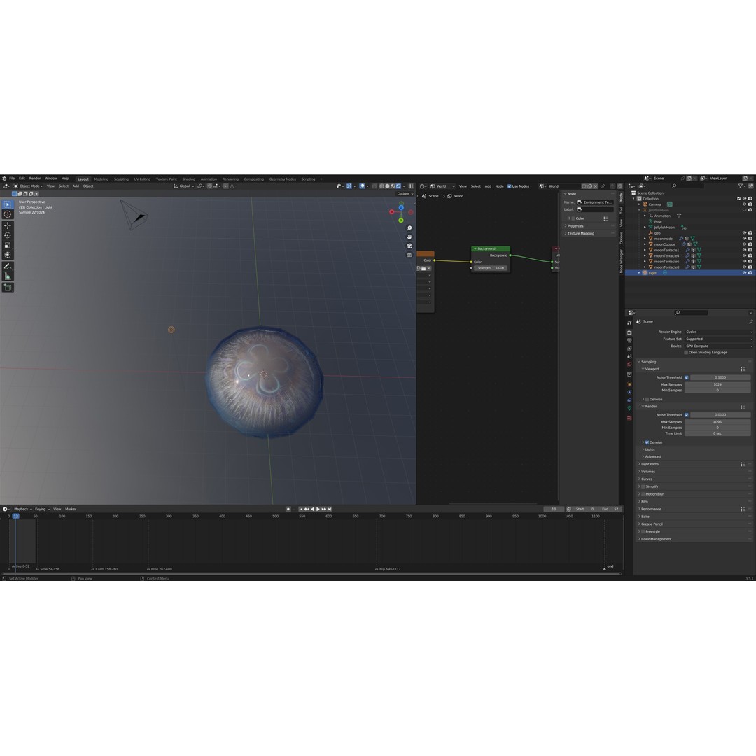 Moon Jellyfish 3D Model – Low Poly Game Asset, FBX, PBR Textures - View 11