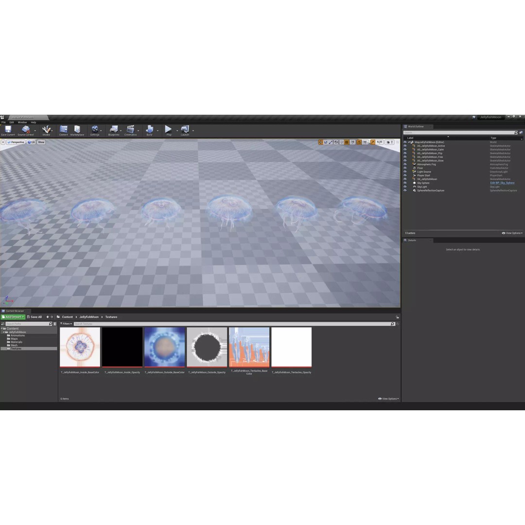 Moon Jellyfish 3D Model – Low Poly Game Asset, FBX, PBR Textures - View 23