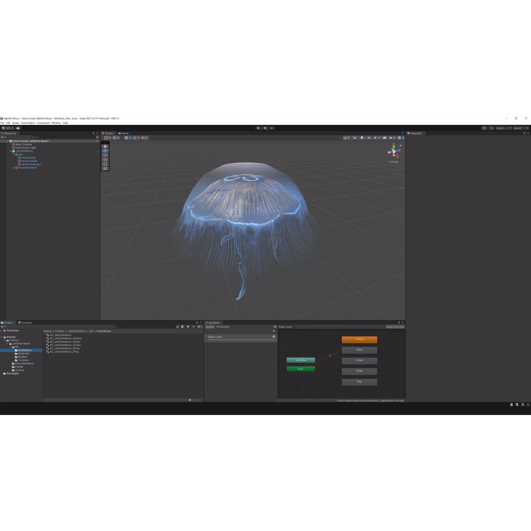 Moon Jellyfish 3D Model – Low Poly Game Asset, FBX, PBR Textures - View 27