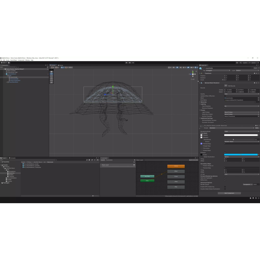 Moon Jellyfish 3D Model – Low Poly Game Asset, FBX, PBR Textures - View 28