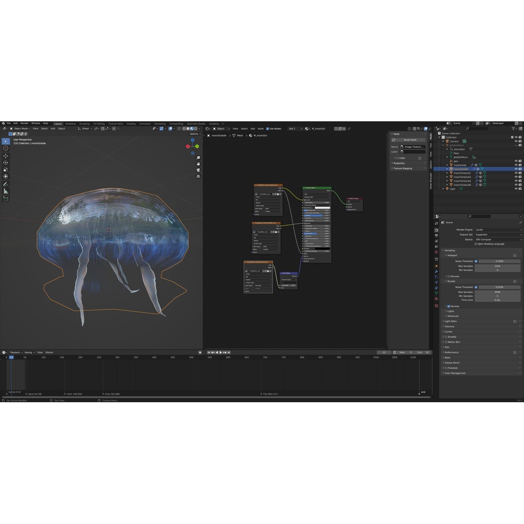 Moon Jellyfish 3D Model – Low Poly Game Asset, FBX, PBR Textures - View 8