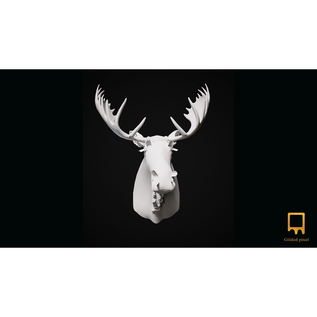 Moose Trophy Head 3D Model – Photorealistic Low Poly Game Asset, FBX - View 10