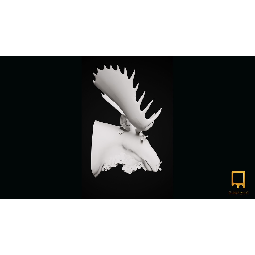 Moose Trophy Head 3D Model – Photorealistic Low Poly Game Asset, FBX - View 9