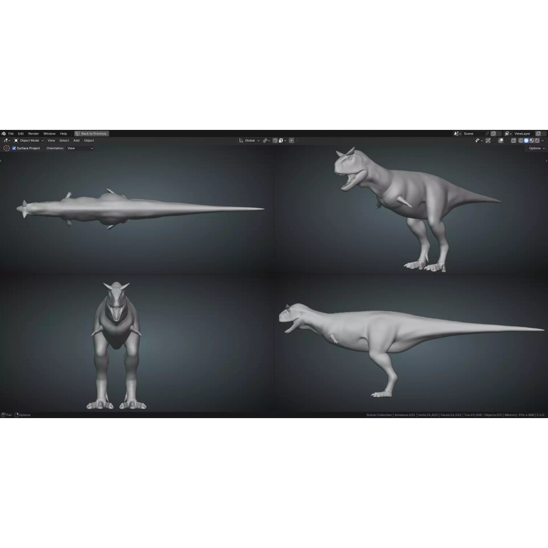 Carnotaurus 3D Model – Low Poly Rigged Asset with PBR Textures - View 21