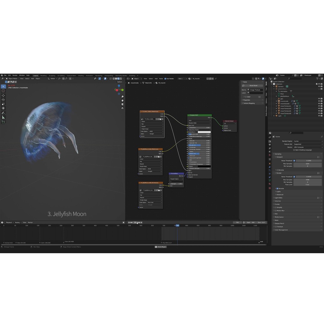 Jellyfish 3D Model – Low Poly Animated Marine Asset, FBX, PBR - View 32