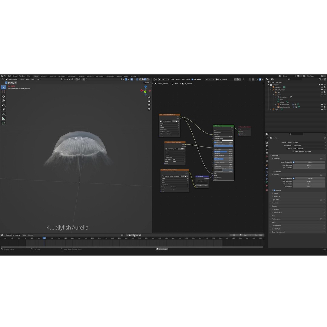 Jellyfish 3D Model – Low Poly Animated Marine Asset, FBX, PBR - View 35