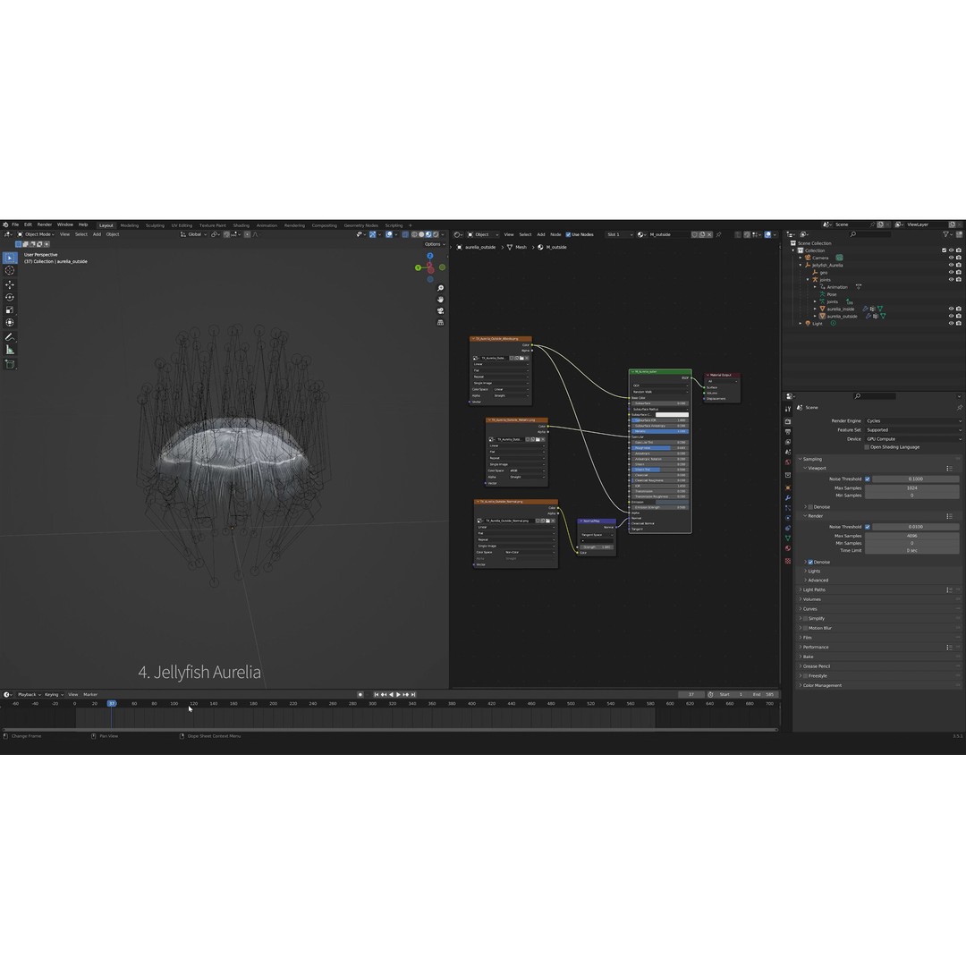Jellyfish 3D Model – Low Poly Animated Marine Asset, FBX, PBR - View 36