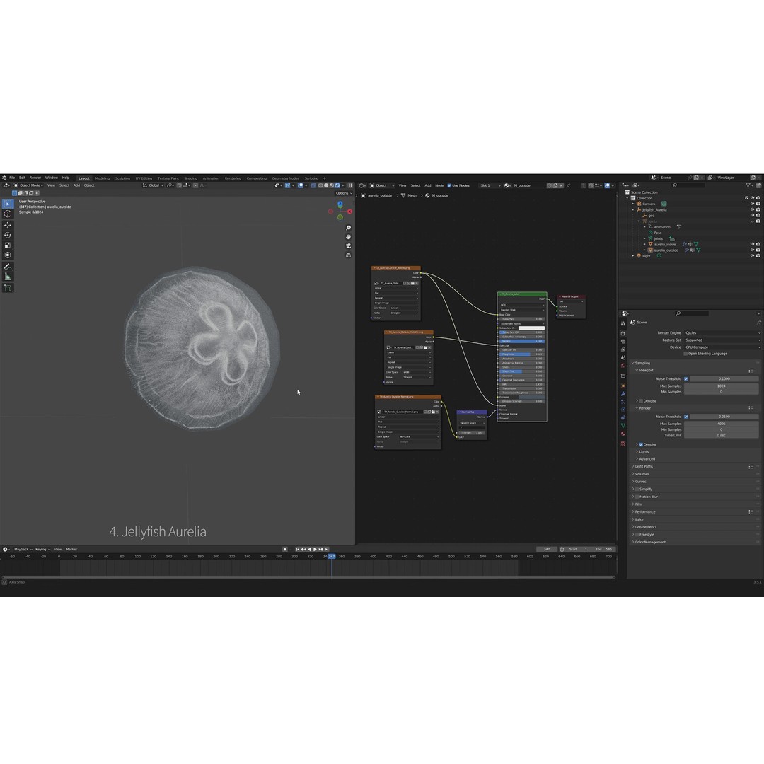 Jellyfish 3D Model – Low Poly Animated Marine Asset, FBX, PBR - View 37