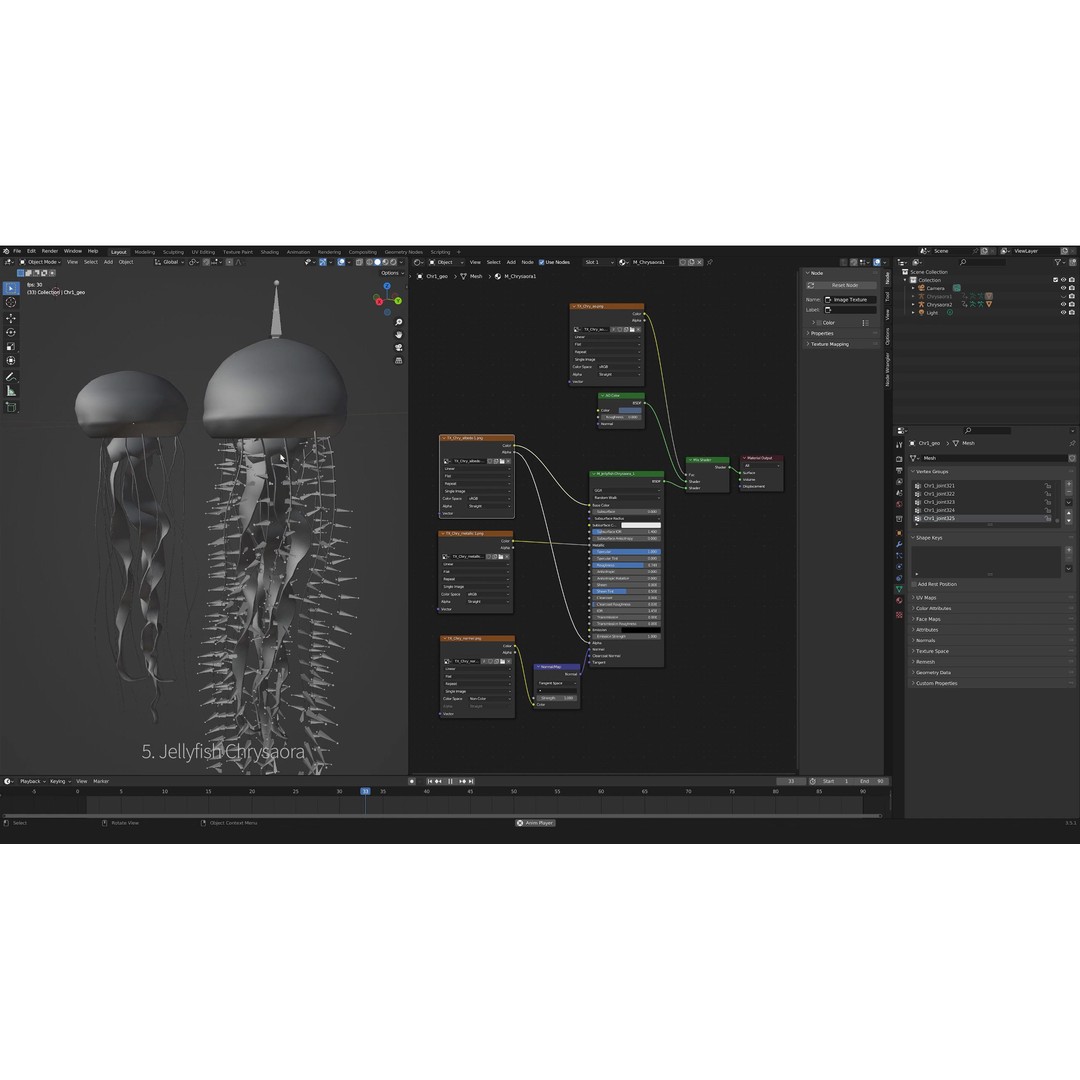 Jellyfish 3D Model – Low Poly Animated Marine Asset, FBX, PBR - View 39