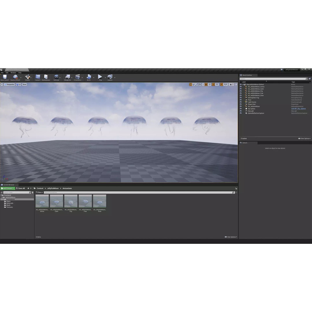 Jellyfish 3D Model – Low Poly Animated Marine Asset, FBX, PBR - View 46