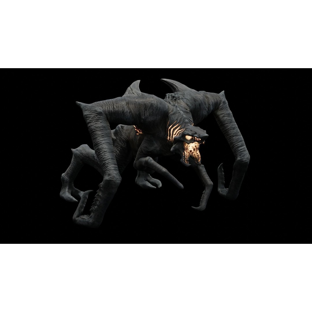Kaiju Creature 3D Model – Low Poly Rigged Monster with Animations