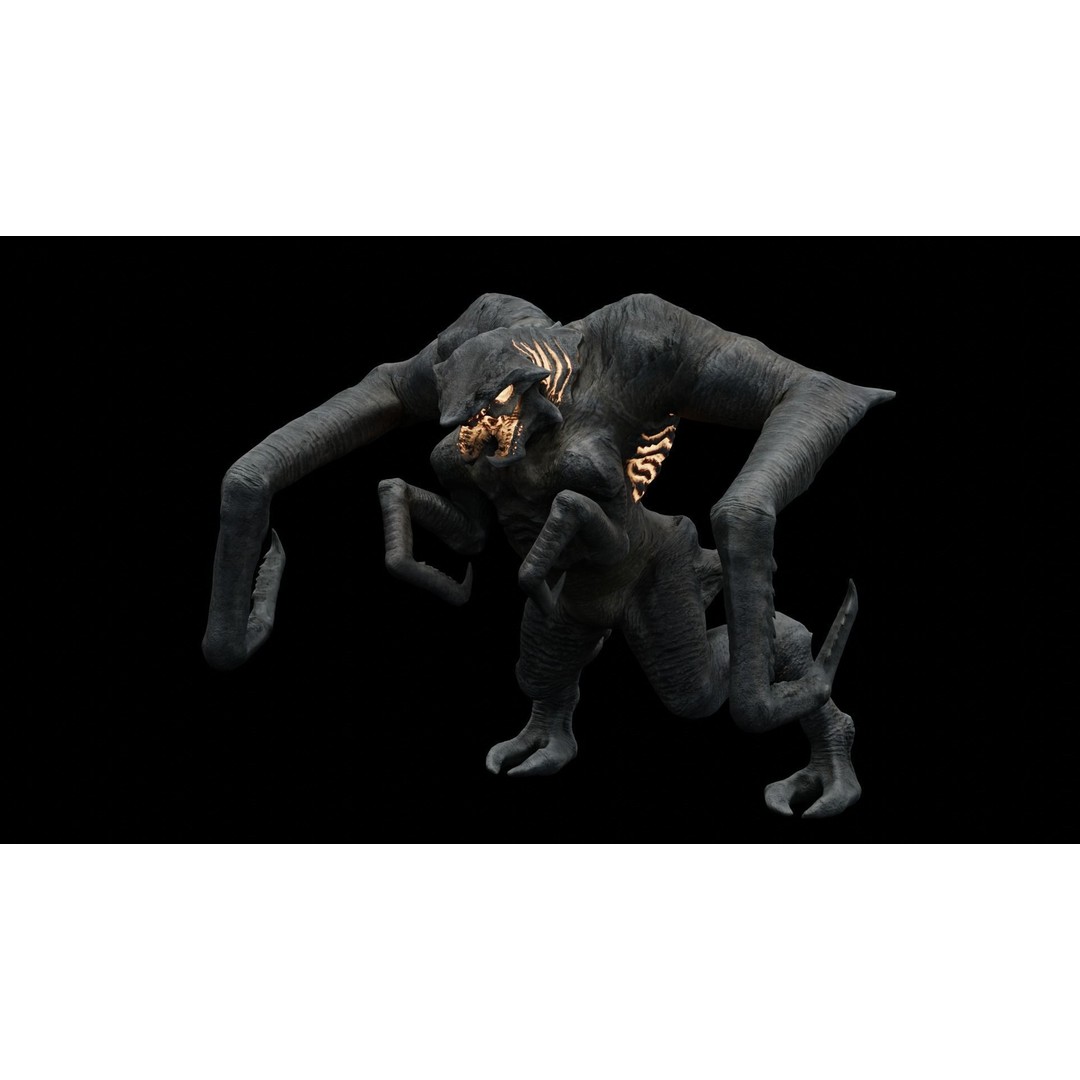 Kaiju Creature 3D Model – Low Poly Rigged Monster with Animations - View 11