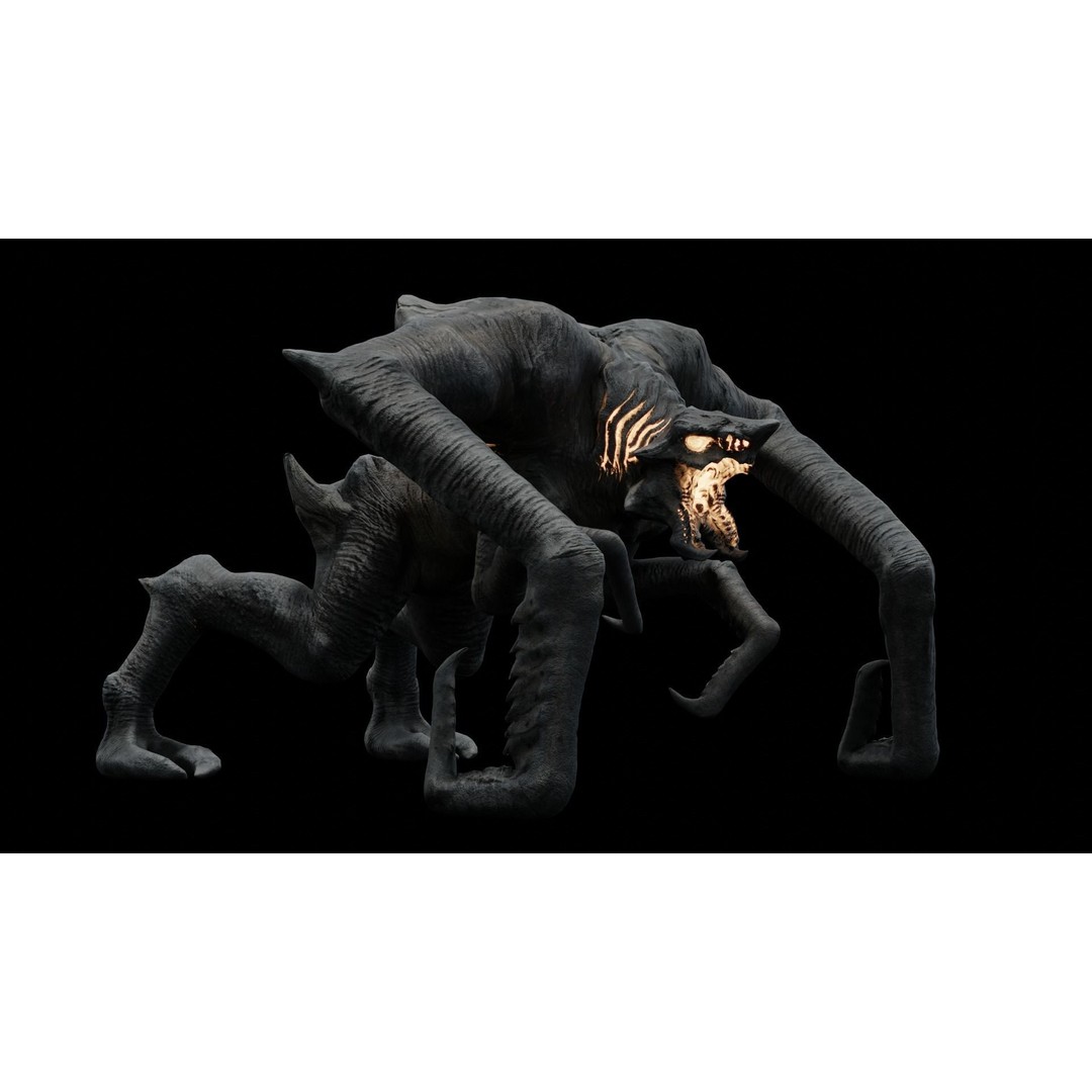 Kaiju Creature 3D Model – Low Poly Rigged Monster with Animations - View 12
