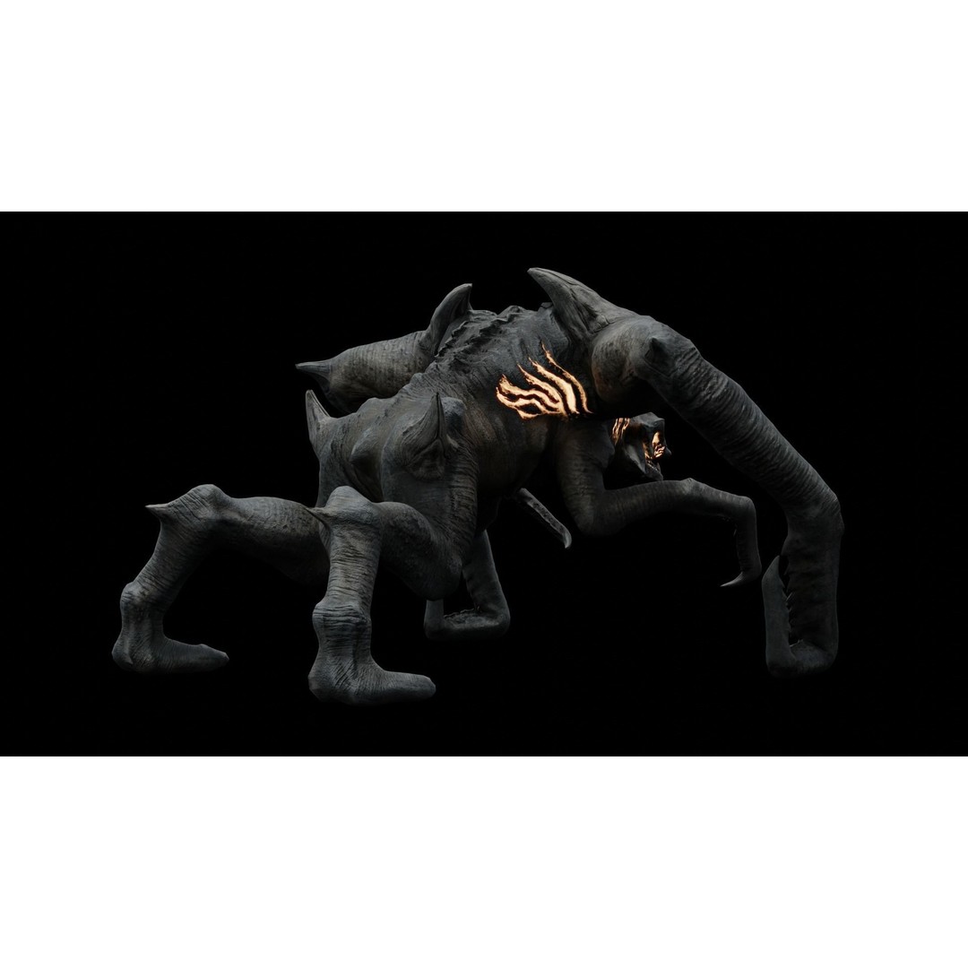 Kaiju Creature 3D Model – Low Poly Rigged Monster with Animations - View 14