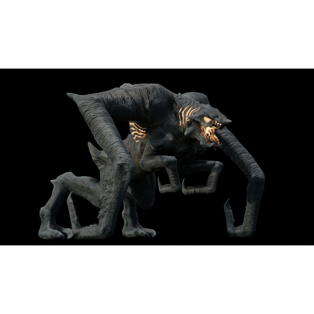 Kaiju Creature 3D Model – Low Poly Rigged Monster with Animations - View 16