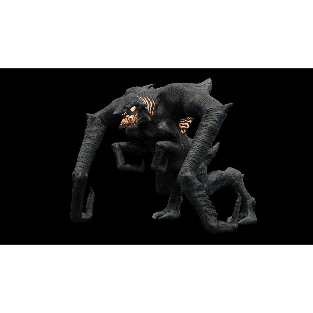 Kaiju Creature 3D Model – Low Poly Rigged Monster with Animations - View 19