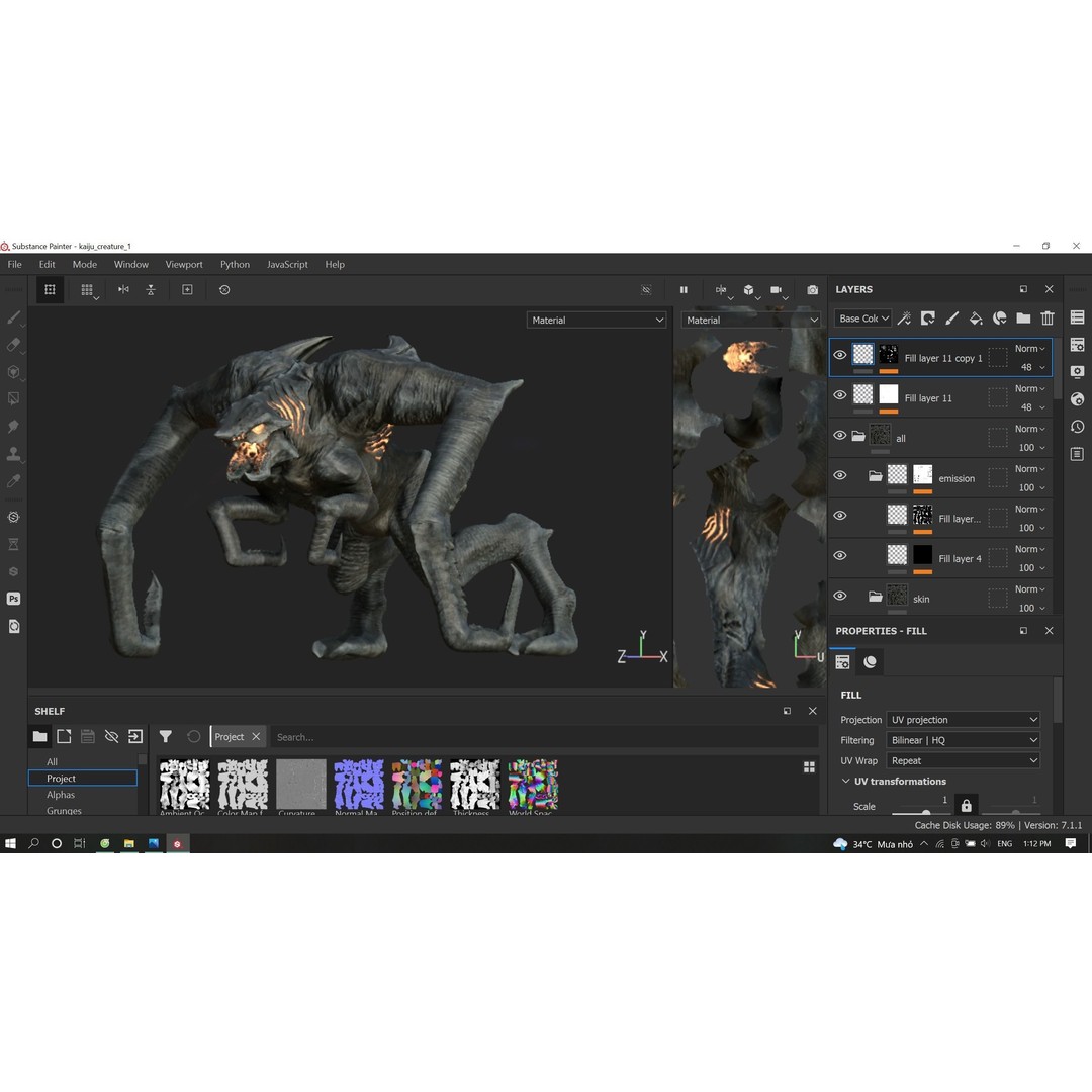 Kaiju Creature 3D Model – Low Poly Rigged Monster with Animations - View 22