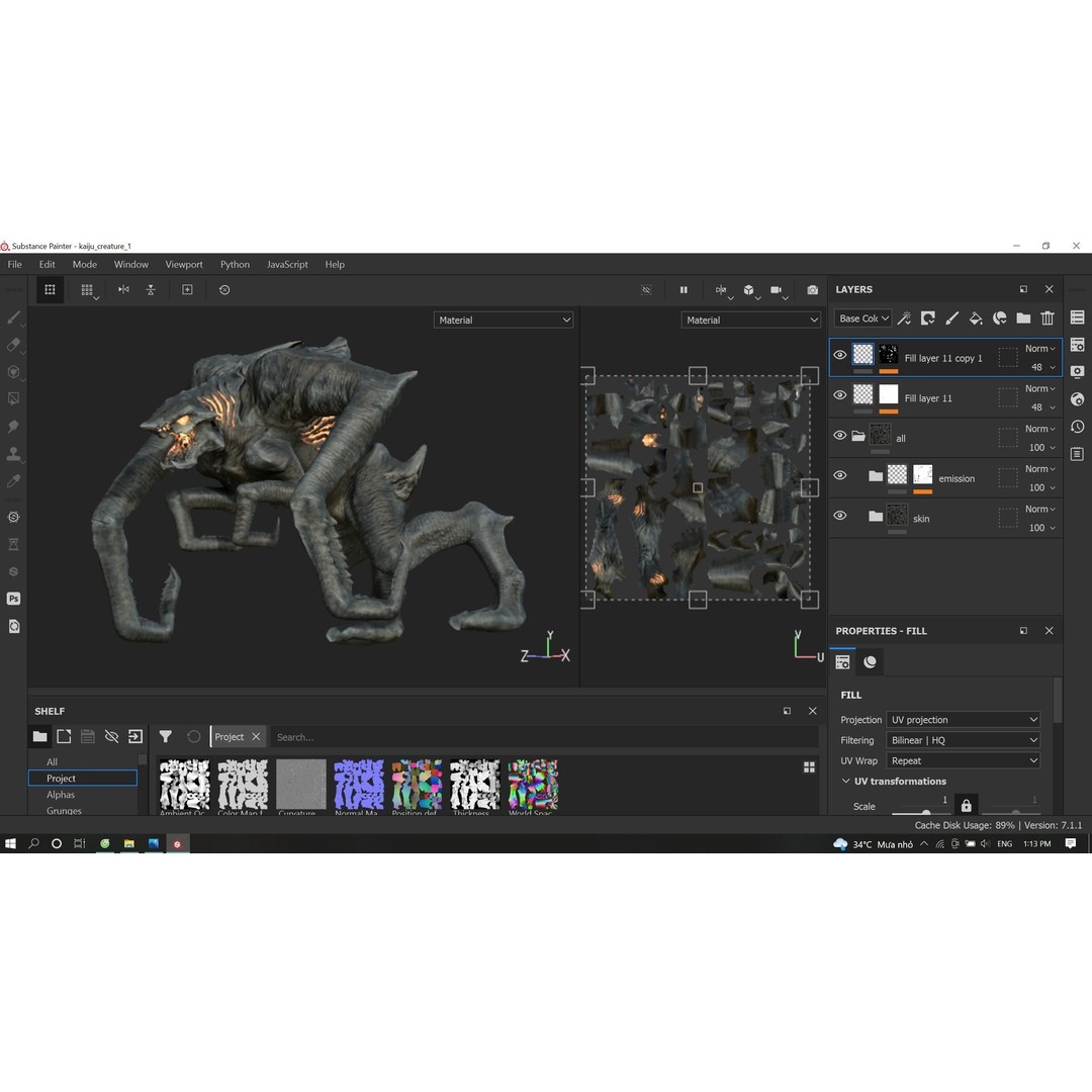 Kaiju Creature 3D Model – Low Poly Rigged Monster with Animations - View 23