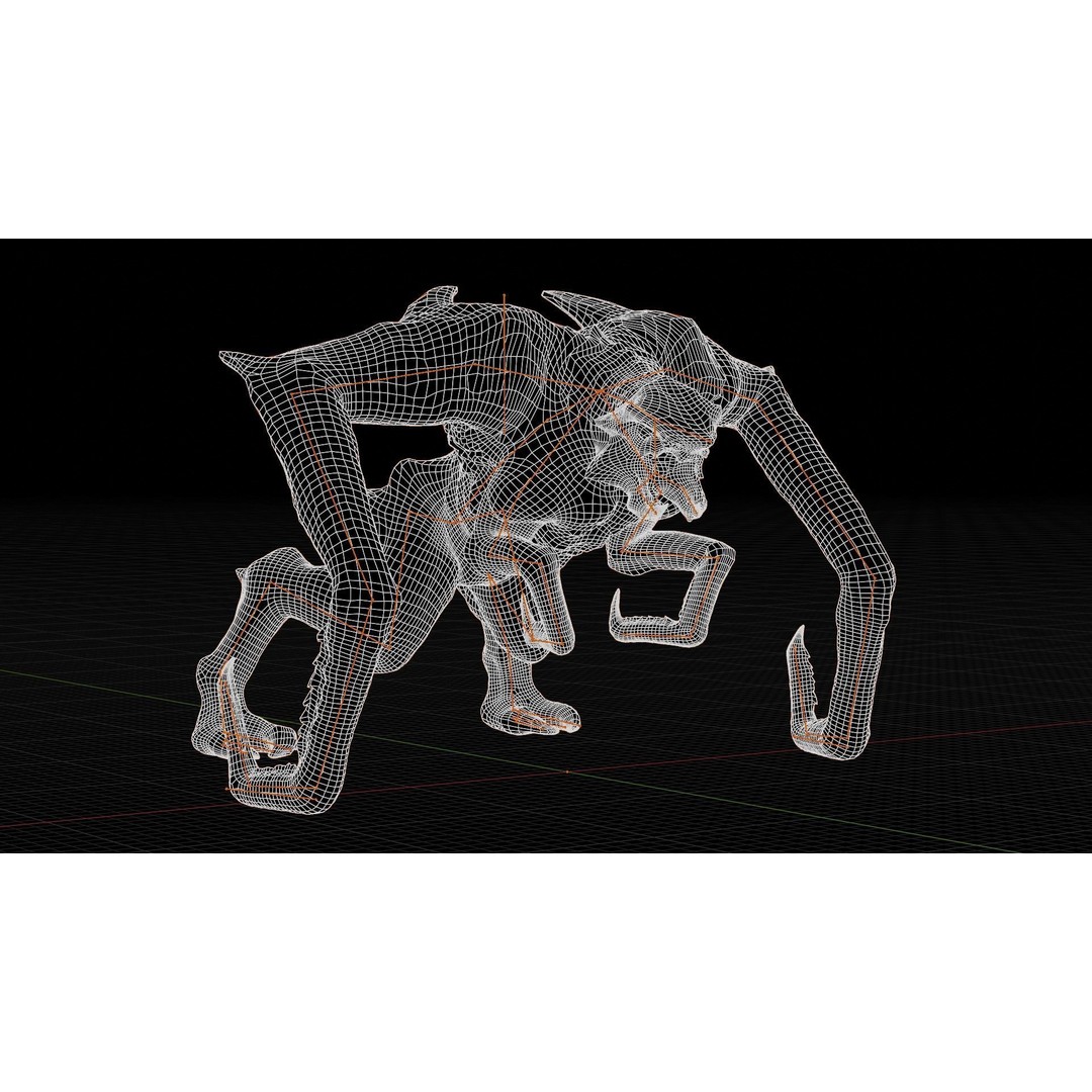 Kaiju Creature 3D Model – Low Poly Rigged Monster with Animations - View 25