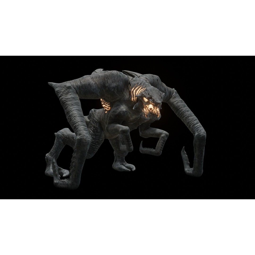 Kaiju Creature 3D Model – Low Poly Rigged Monster with Animations - View 26