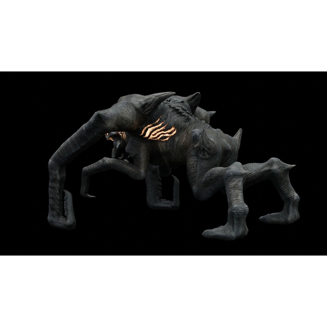 Kaiju Creature 3D Model – Low Poly Rigged Monster with Animations - View 34