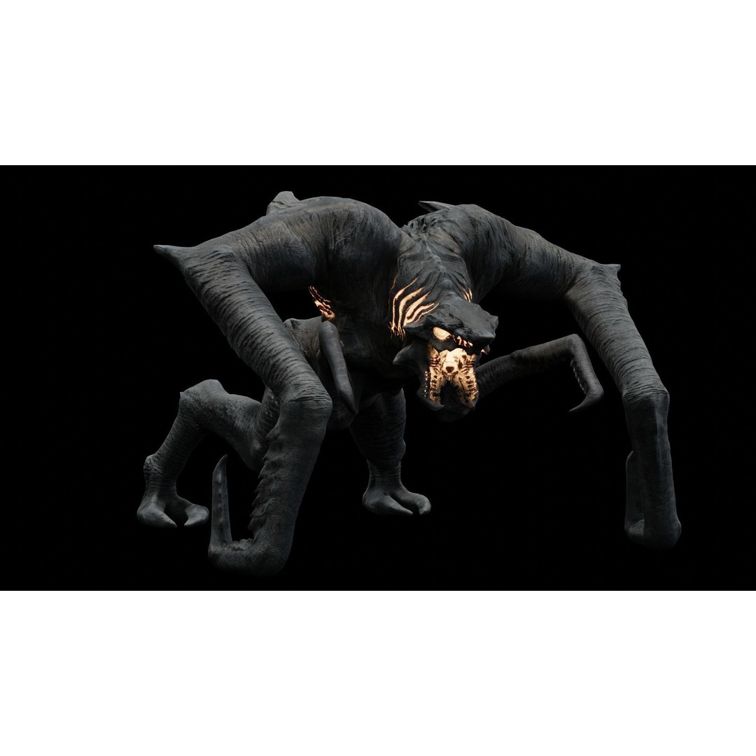 Kaiju Creature 3D Model – Low Poly Rigged Monster with Animations - View 8
